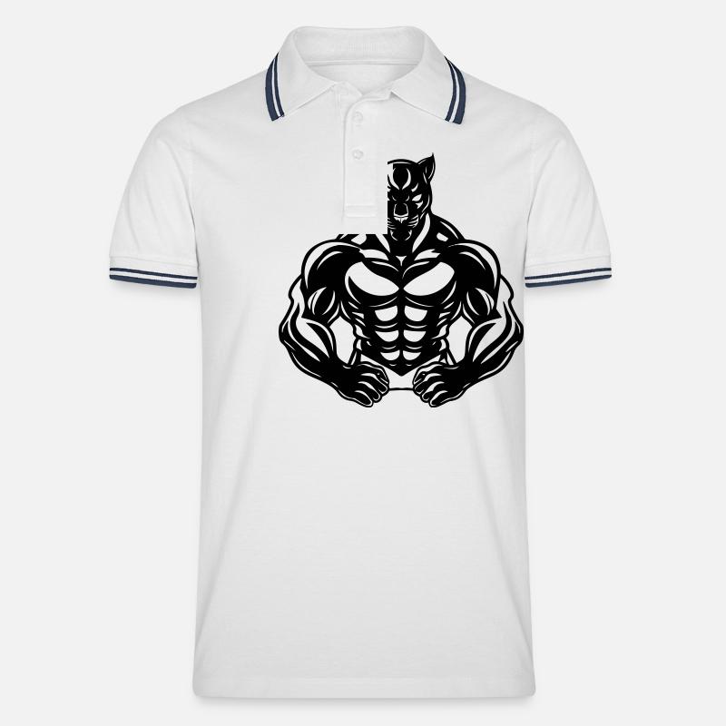 panther comic - Männer Tipped Poloshirt - Weiß/Navy