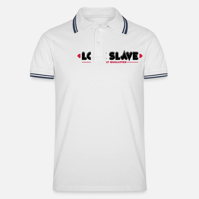 Love Slave 2c - Männer Tipped Poloshirt - Weiß/Navy