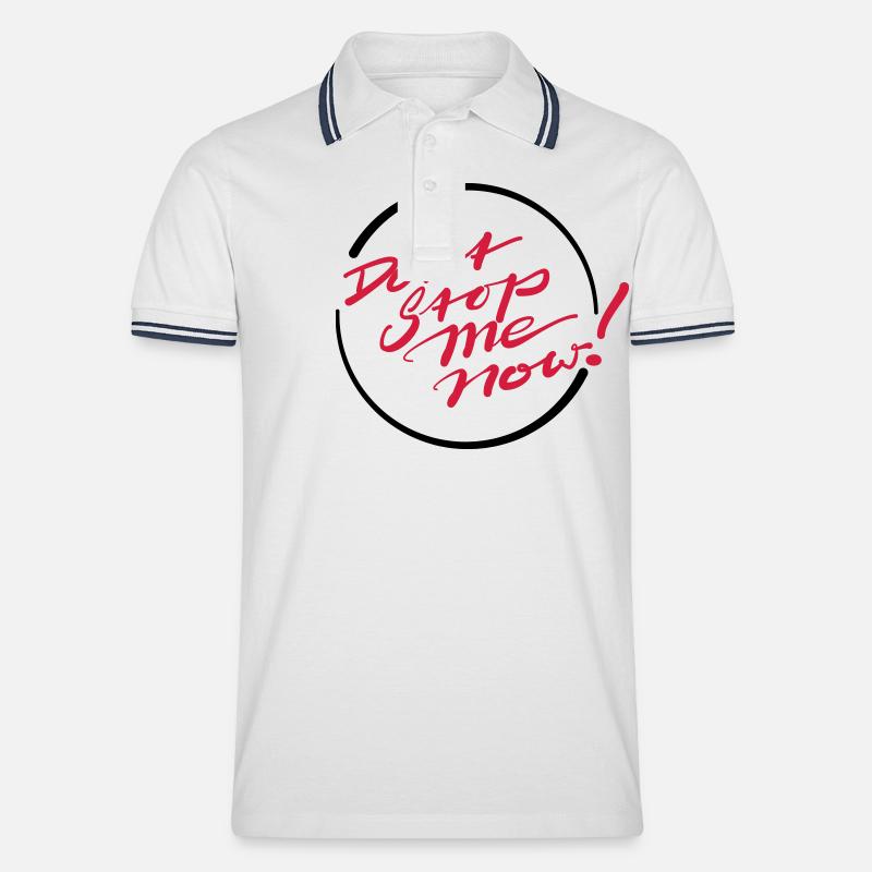 Don’t Stop Me Now! - Männer Tipped Poloshirt - Weiß/Navy