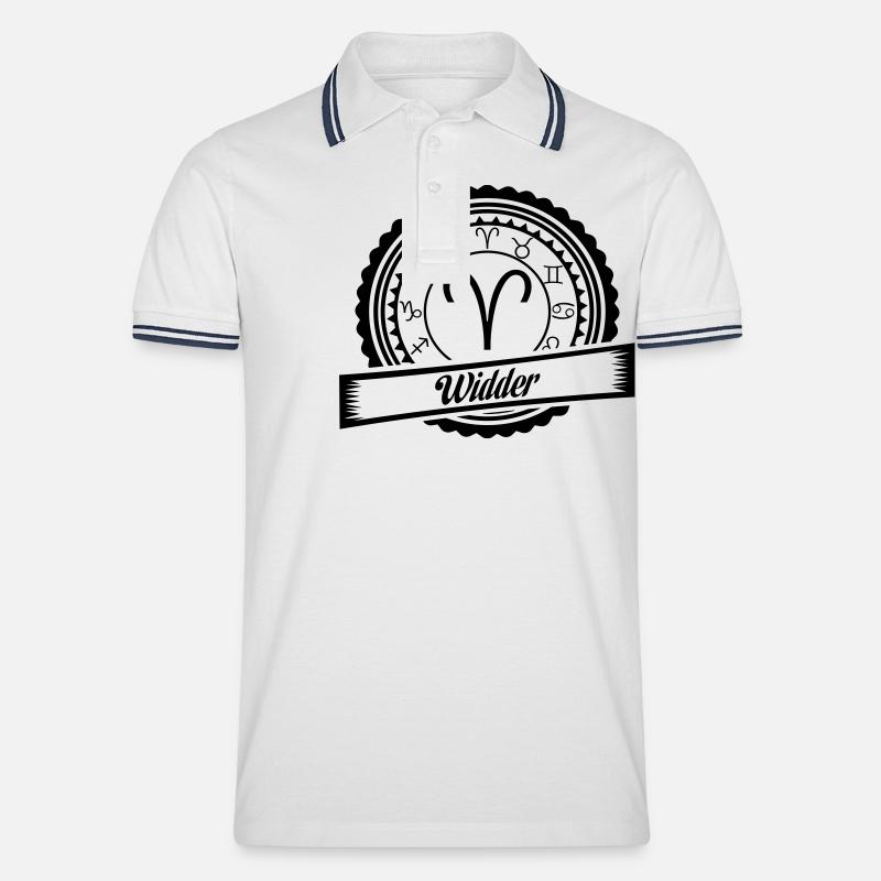 Mein Sternzeichen ist - Widder - Männer Tipped Poloshirt - Weiß/Navy