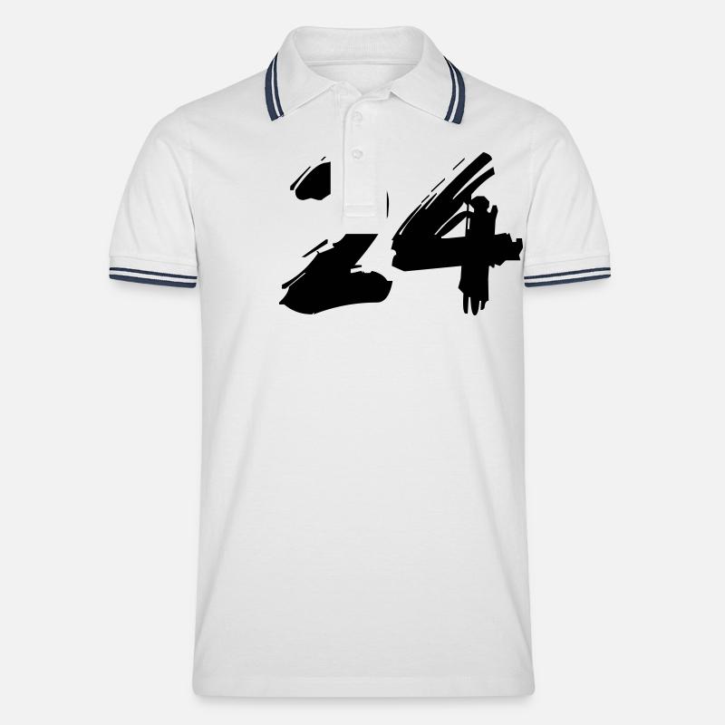 Brushed 24 - Männer Tipped Poloshirt - Weiß/Navy