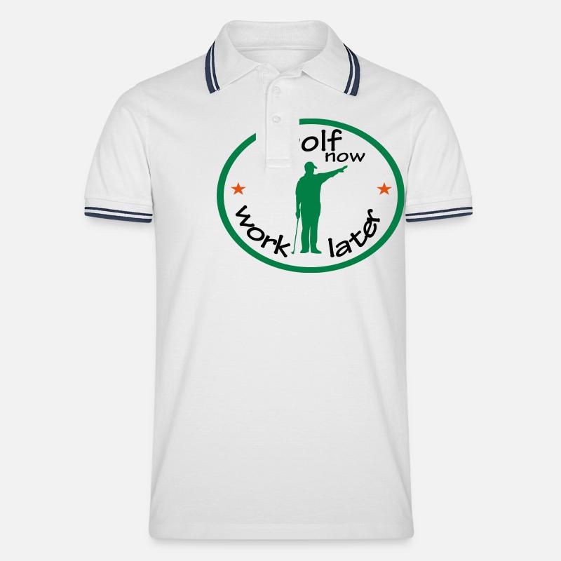golf - Männer Tipped Poloshirt - Weiß/Navy