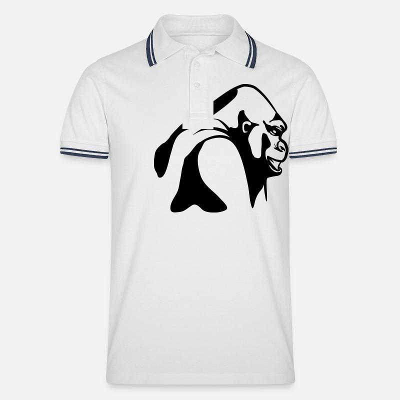 affe gorilla - Männer Tipped Poloshirt - Weiß/Navy