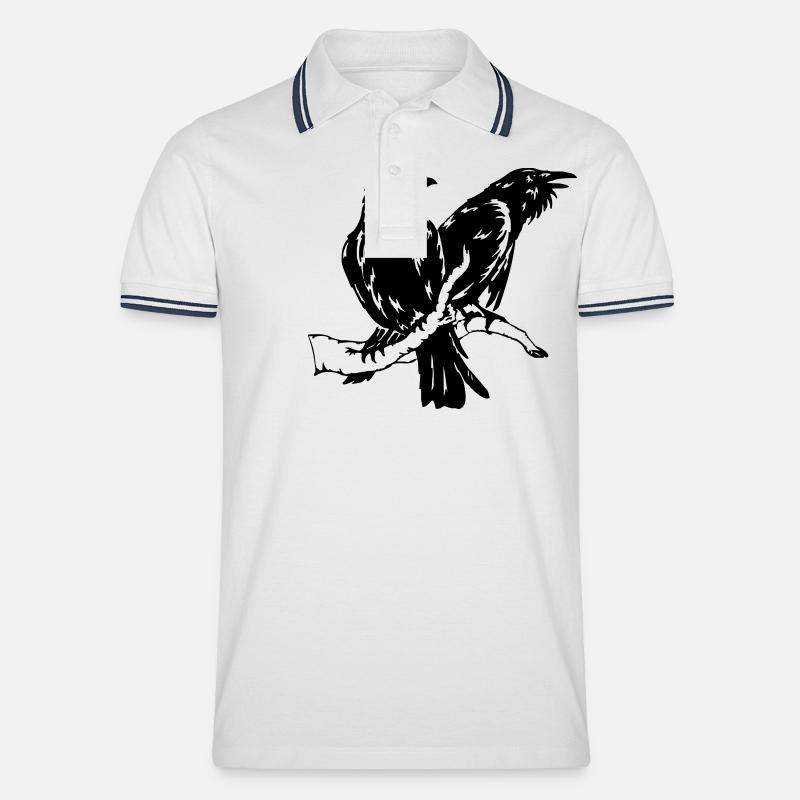 Hugin und Munin 01 - Männer Tipped Poloshirt - Weiß/Navy