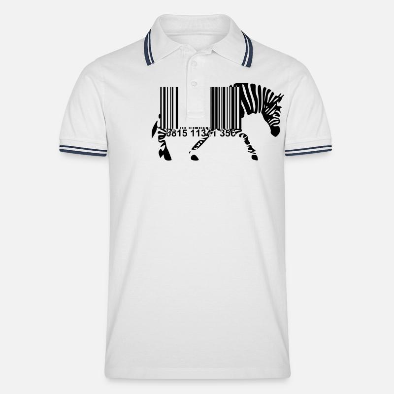 Strichcode Zebra - Männer Tipped Poloshirt - Weiß/Navy