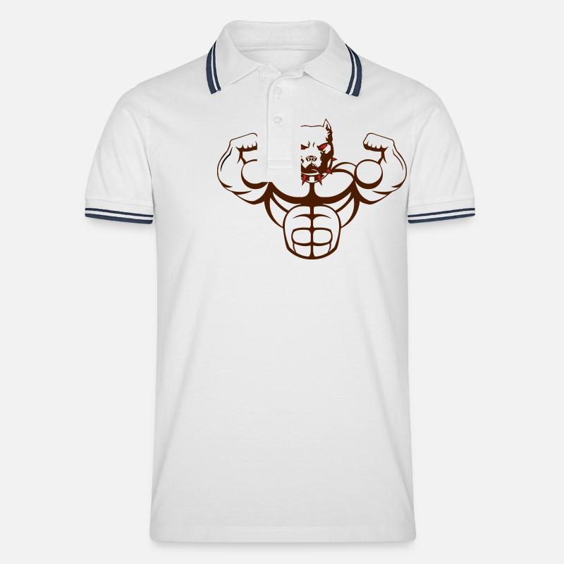 strong dog_02 - Männer Tipped Poloshirt - Weiß/Navy