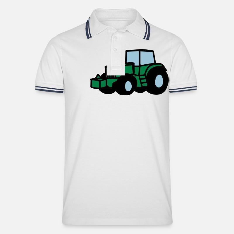 Traktor - Männer Tipped Poloshirt - Weiß/Navy