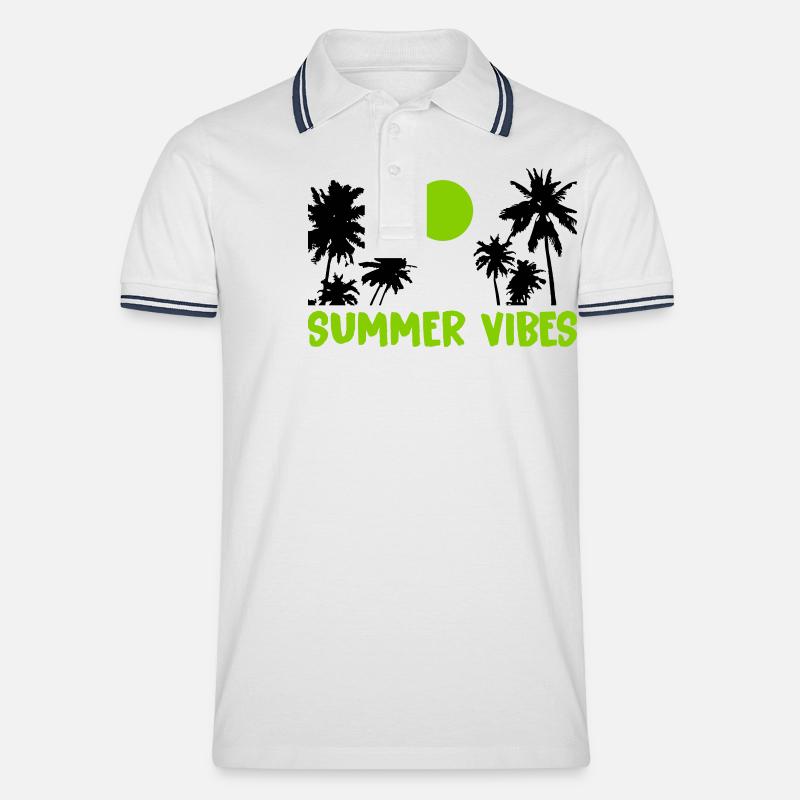 summer vibes - Männer Tipped Poloshirt - Weiß/Navy