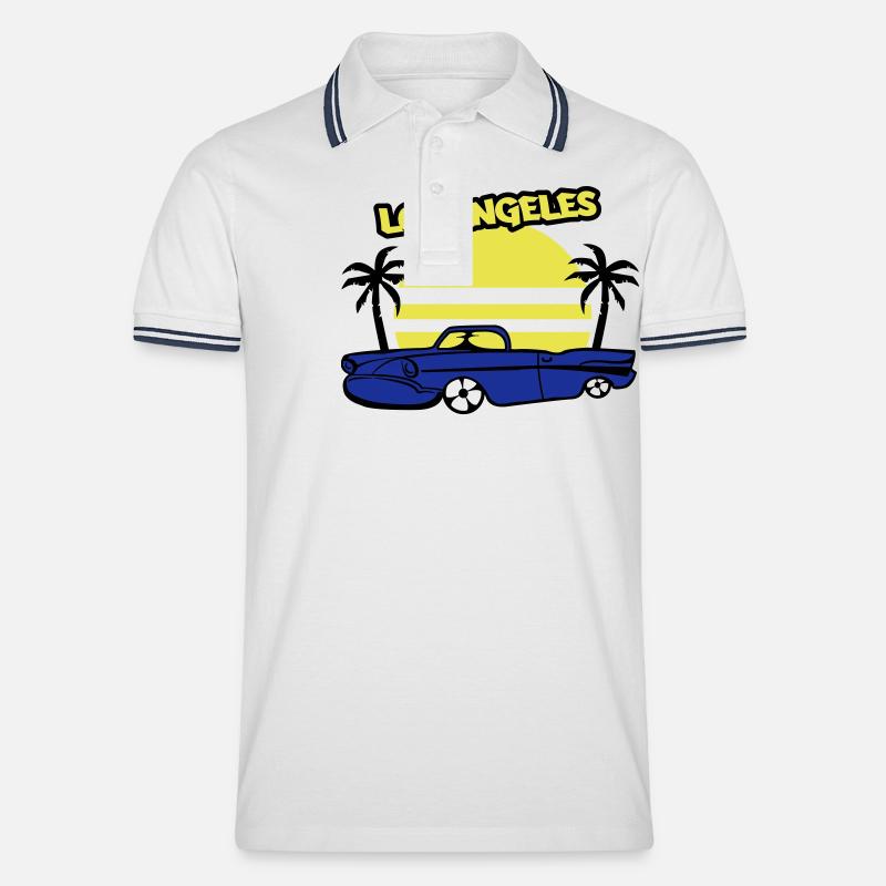 los angeles lowrider - Männer Tipped Poloshirt - Weiß/Navy