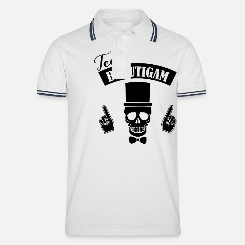 Team Bräutigam Skull - Männer Tipped Poloshirt - Weiß/Navy