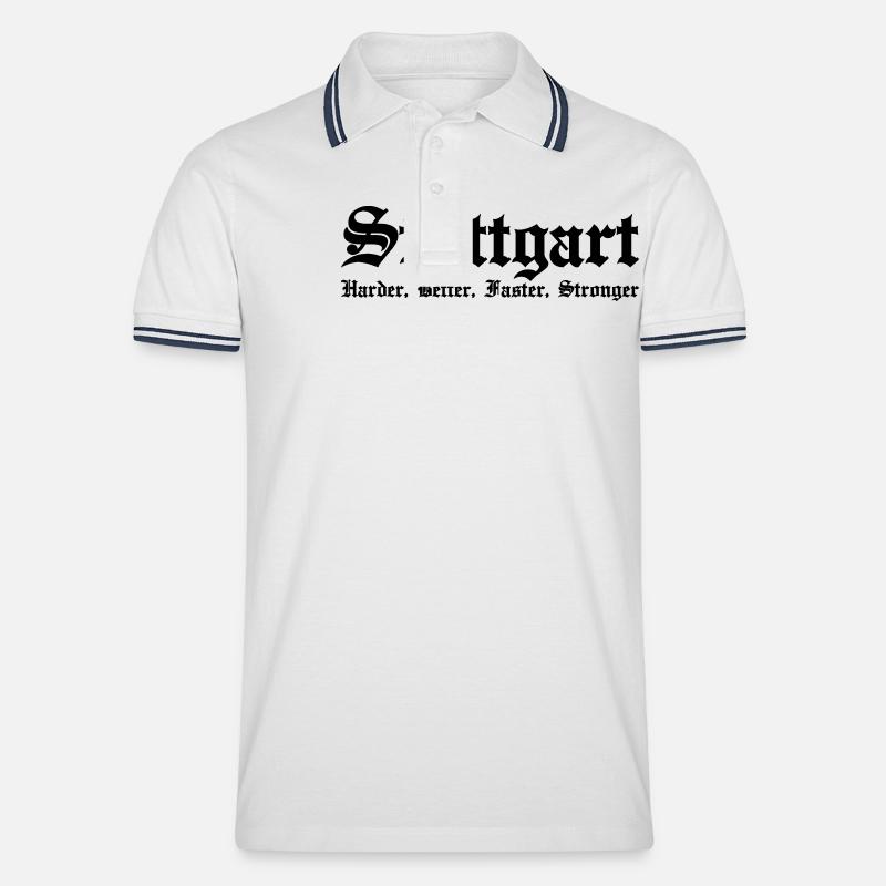 Stuttgart Harder Better Faster Stronger - Männer Tipped Poloshirt - Weiß/Navy