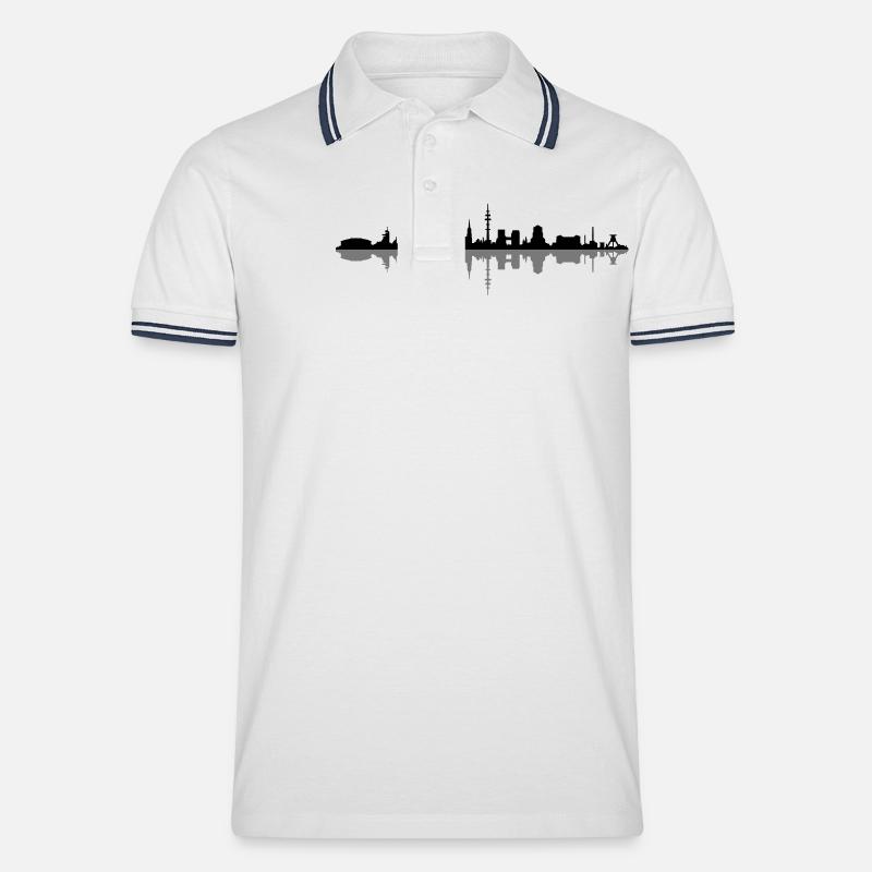 Skyline - Gelsenkirchen - Männer Tipped Poloshirt - Weiß/Navy