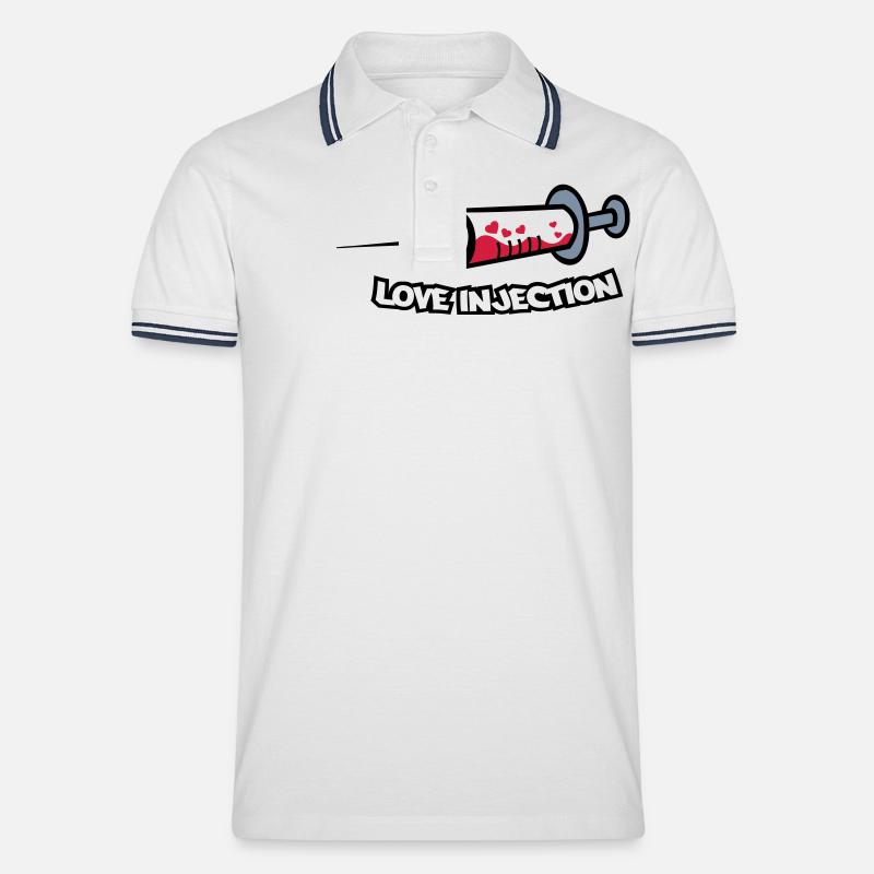 spritze_love_injection2 - Männer Tipped Poloshirt - Weiß/Navy
