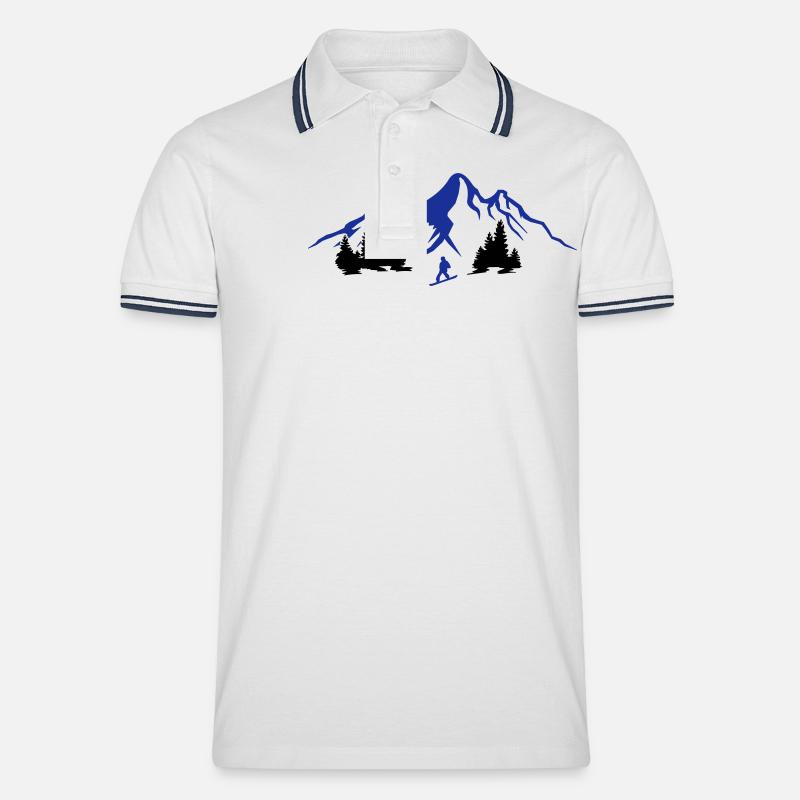 Snowboarding 2 - Männer Tipped Poloshirt - Weiß/Navy