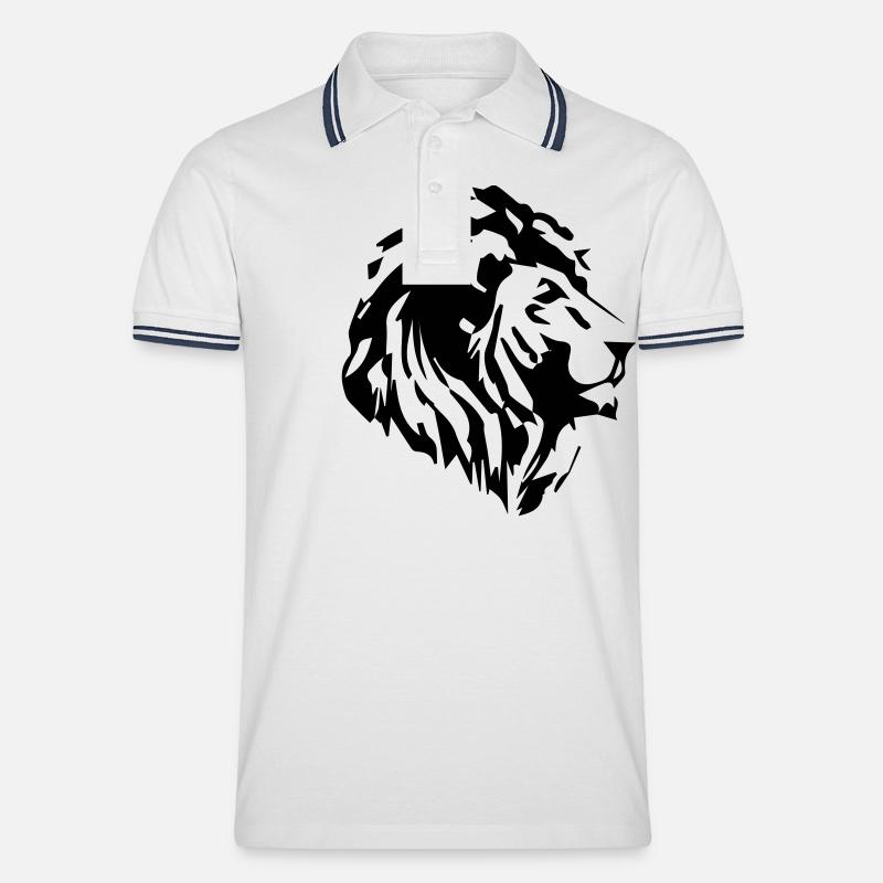 lion - Männer Tipped Poloshirt - Weiß/Navy