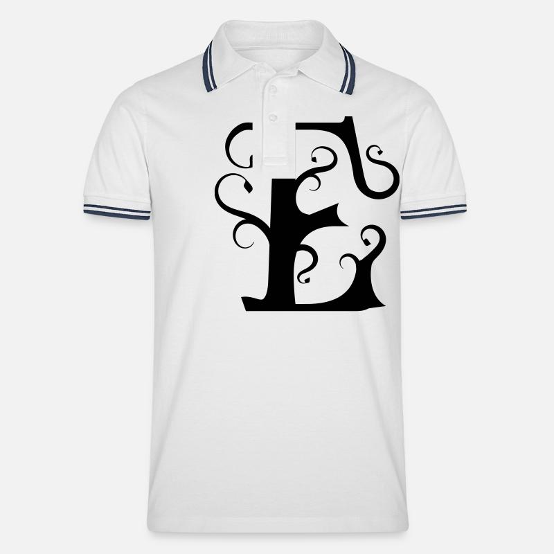 Monogramm Letter E - Männer Tipped Poloshirt - Weiß/Navy