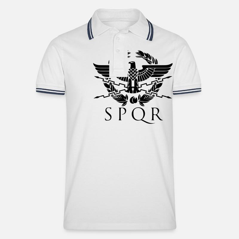spqr hemblem - Männer Tipped Poloshirt - Weiß/Navy