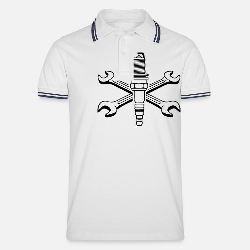 Zündkerze Schrauber - Männer Tipped Poloshirt - Weiß/Navy
