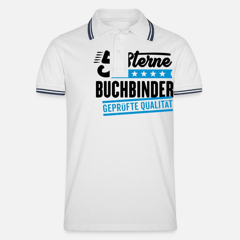5Sterne Buchbinder - Männer Tipped Poloshirt - Weiß/Navy