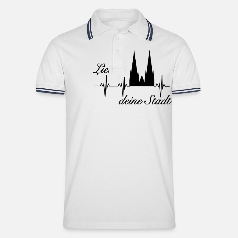 Köln Herzschlag - Männer Tipped Poloshirt - Weiß/Navy