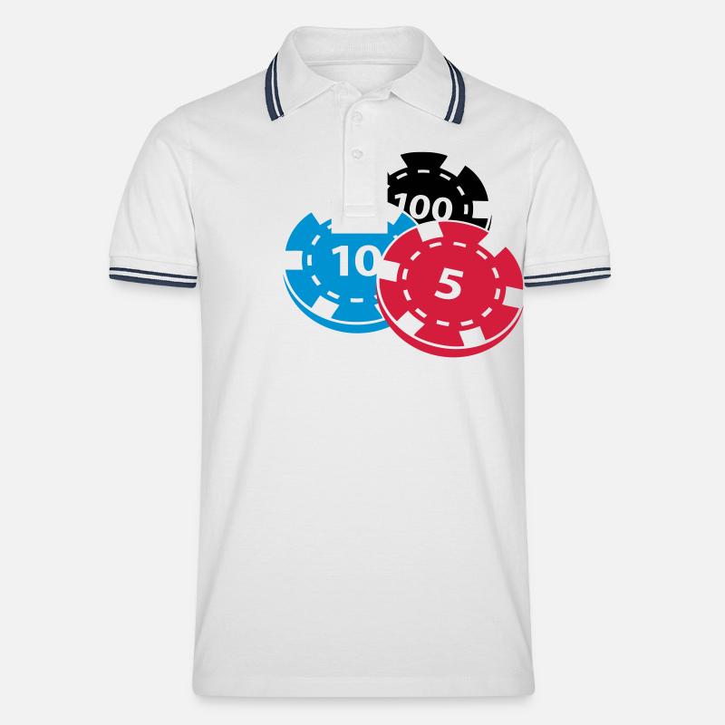 Pokerchips - Männer Tipped Poloshirt - Weiß/Navy