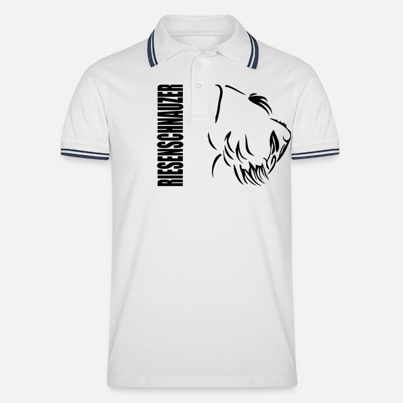 RIESENSCHNAUZER PROFIL - Männer Tipped Poloshirt - Weiß/Navy