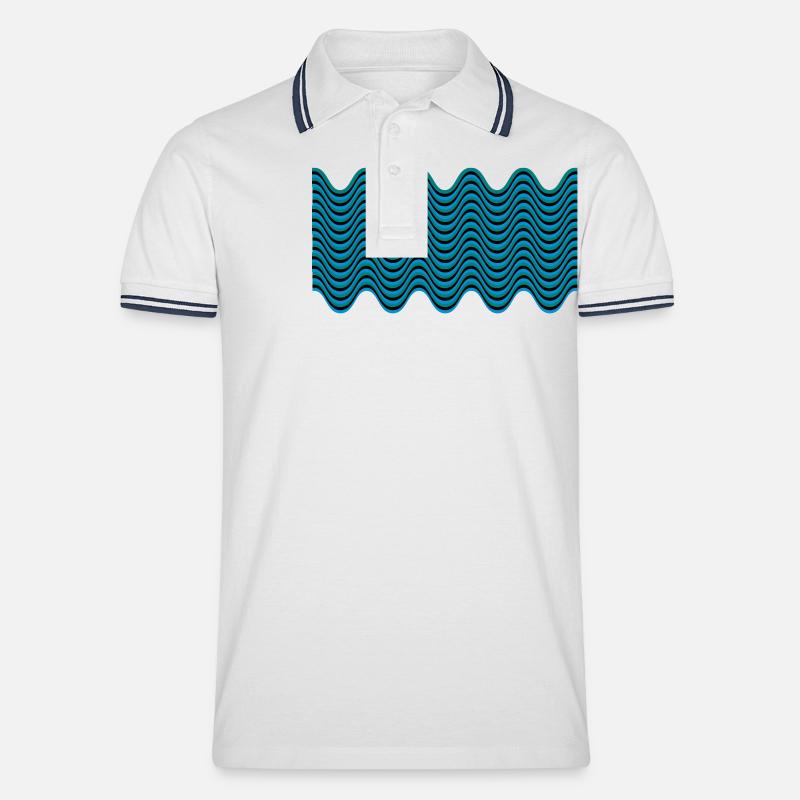 wellenmuster - Männer Tipped Poloshirt - Weiß/Navy