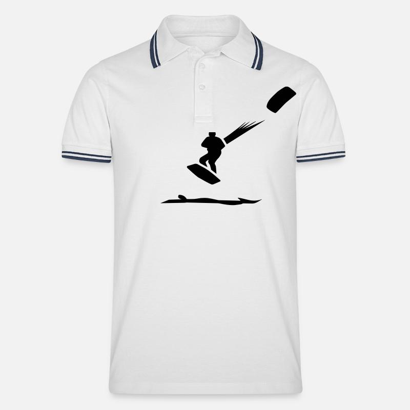 Kitesurfing - Männer Tipped Poloshirt - Weiß/Navy