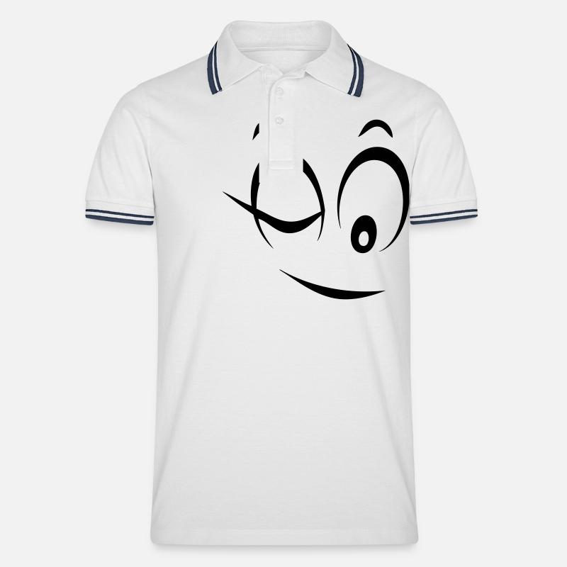 Smiley Zwinkern oeil2 - Männer Tipped Poloshirt - Weiß/Navy