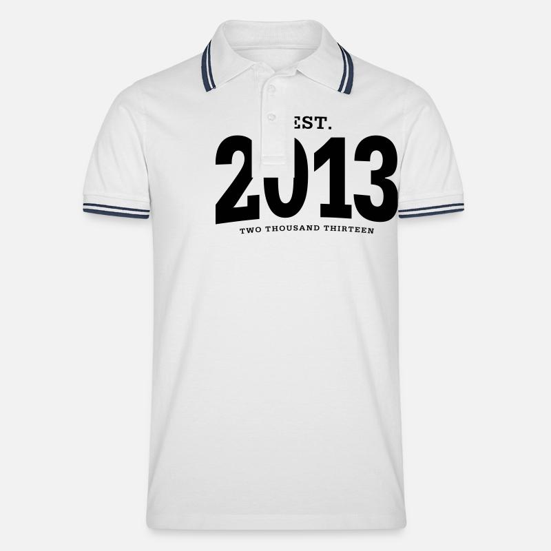 EST. 2013 Two Thousand Thirteen - Männer Tipped Poloshirt - Weiß/Navy