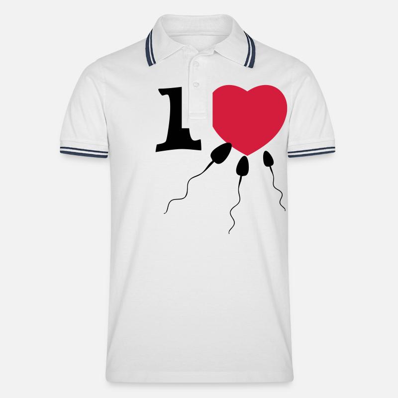 i love sperma - Männer Tipped Poloshirt - Weiß/Navy