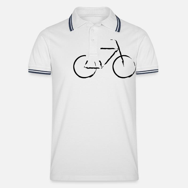 Fahrrad stilisiert - Männer Tipped Poloshirt - Weiß/Navy