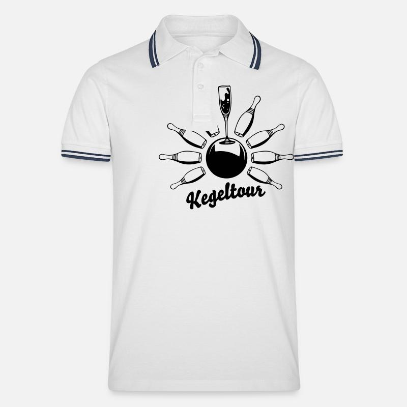kegeltour - Männer Tipped Poloshirt - Weiß/Navy