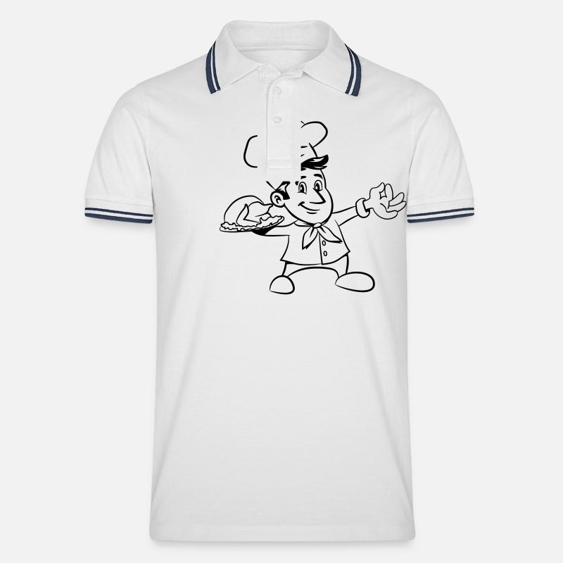 kochen koch hähnchen - Männer Tipped Poloshirt - Weiß/Navy