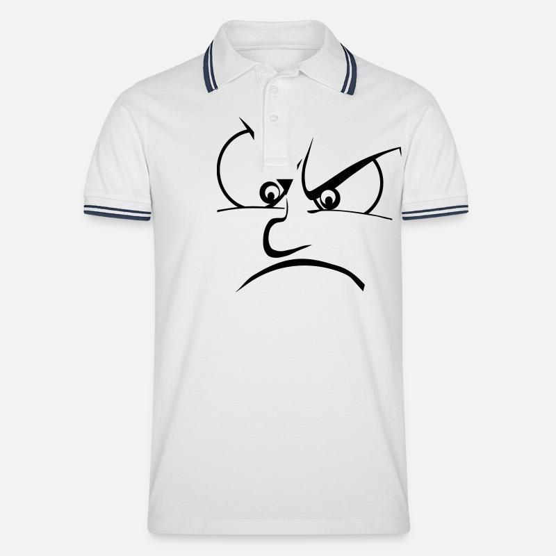 Wut / Zorn / Frust - Männer Tipped Poloshirt - Weiß/Navy