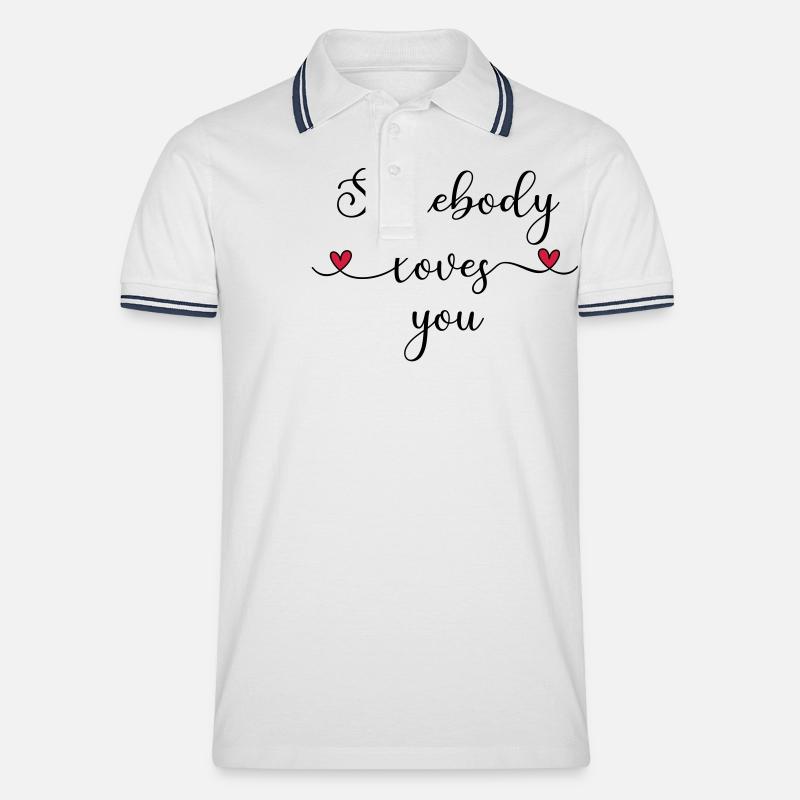 Jemand liebt Dich - Männer Tipped Poloshirt - Weiß/Navy