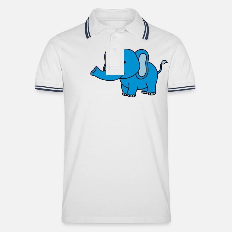 éléphant - Polo tipped Homme - blanc/marine