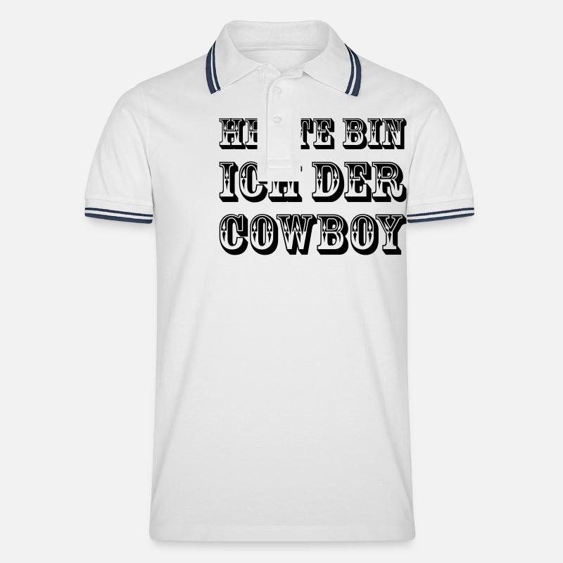 Cowboy Heute - Männer Tipped Poloshirt - Weiß/Navy