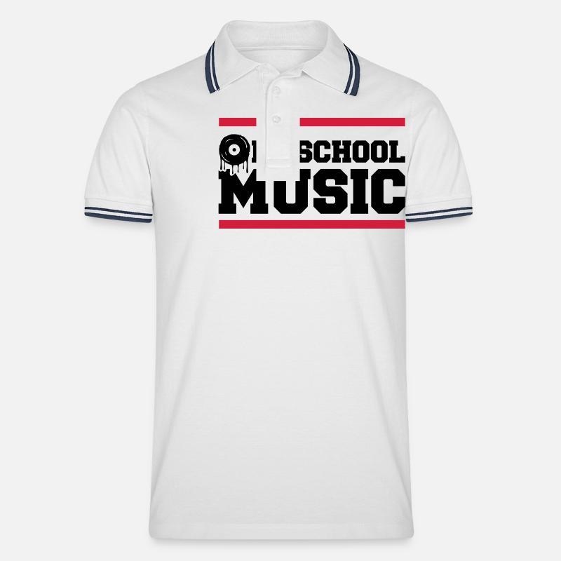 old school music - Männer Tipped Poloshirt - Weiß/Navy