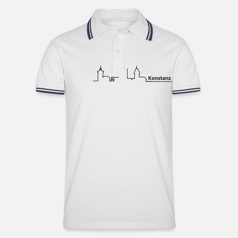 konstanz skyline - Männer Tipped Poloshirt - Weiß/Navy