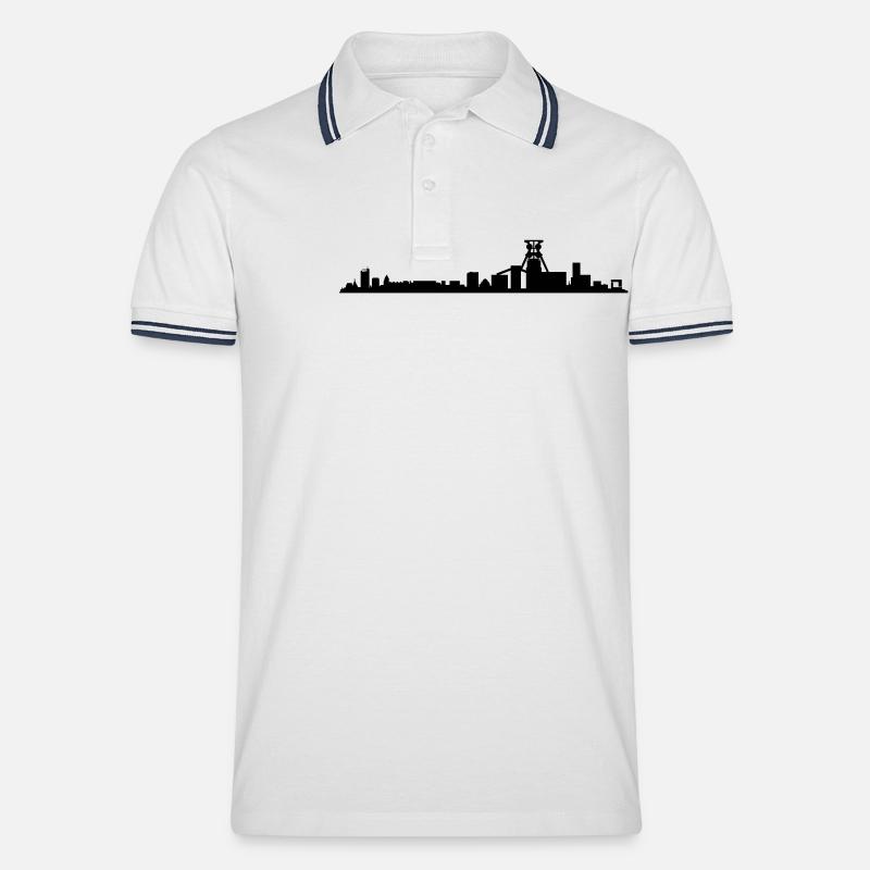 Skyline Essen - Männer Tipped Poloshirt - Weiß/Navy