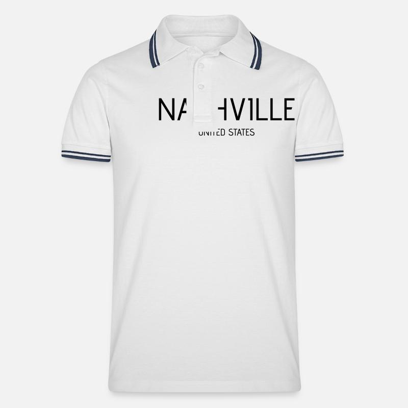 Nashville - Männer Tipped Poloshirt - Weiß/Navy