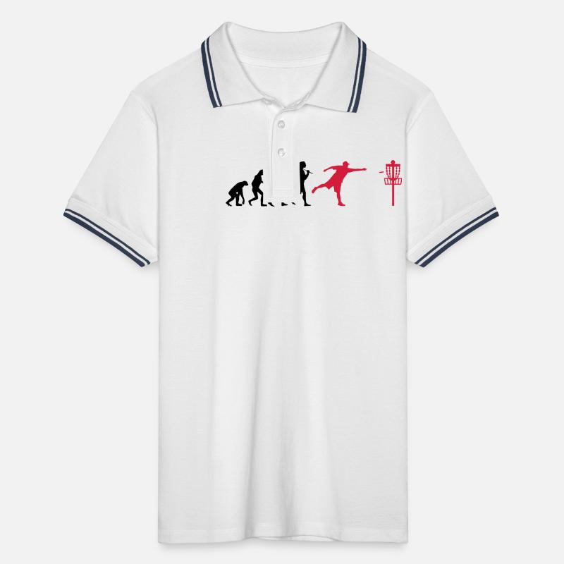 Disc Golf Evolution Ultimate Frisbee Lustig Sport Polo tipped Homme