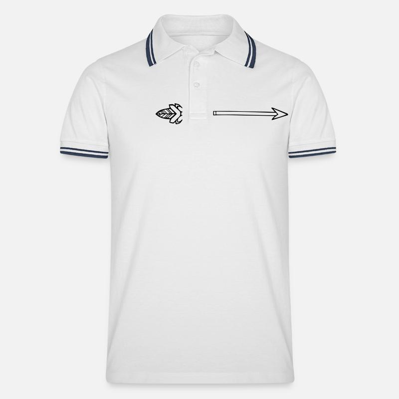 pfeil - Männer Tipped Poloshirt - Weiß/Navy