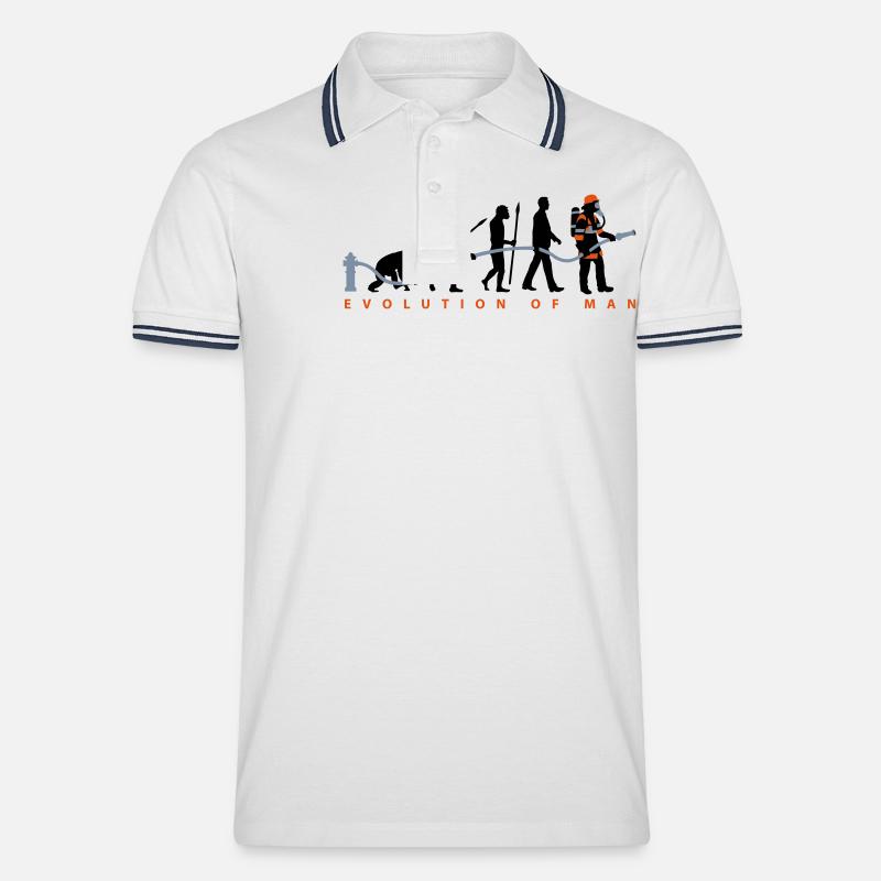evolution_feuerwehrmann_032015_c_3c - Männer Tipped Poloshirt - Weiß/Navy