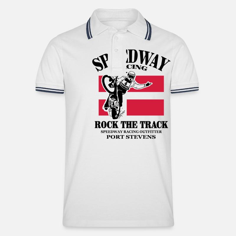 Speedway - Denmark - Tipped poloshirt herre - hvid/marineblå