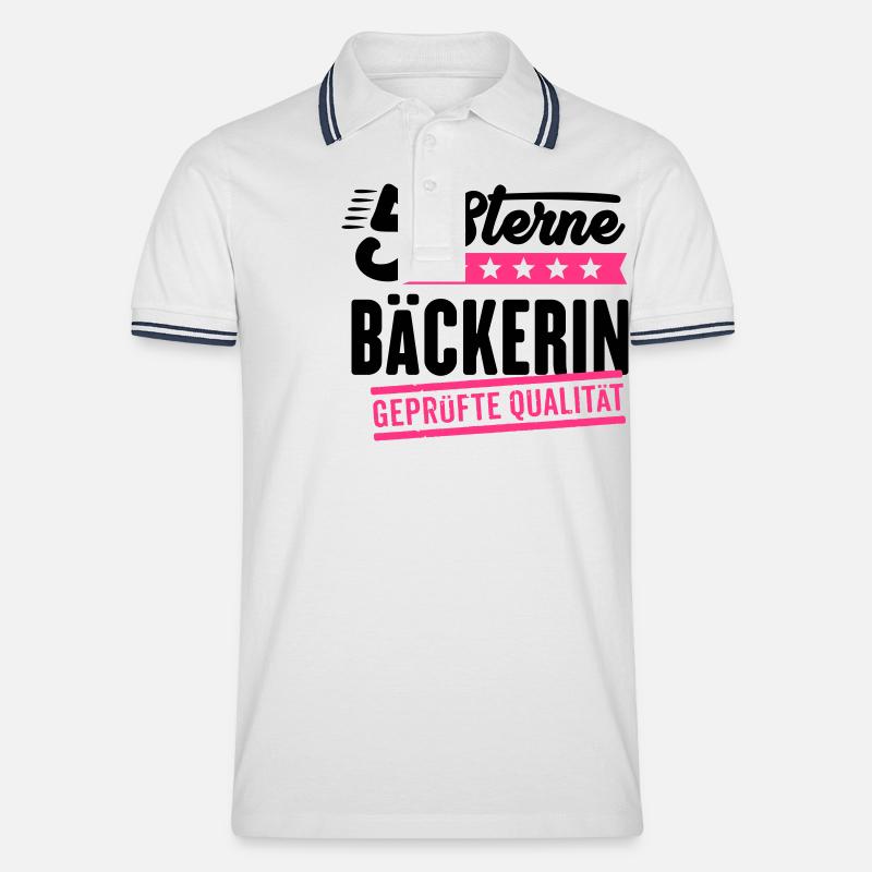 5Sterne Bäckerin - Männer Tipped Poloshirt - Weiß/Navy