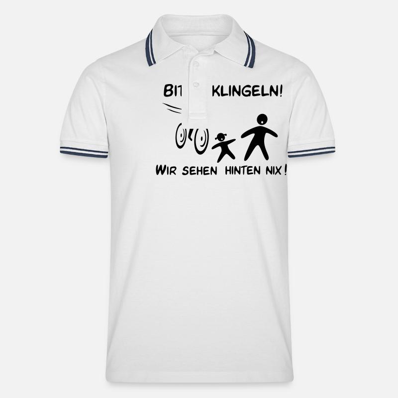 Bitte klingeln! Radfahrer-Kind - Männer Tipped Poloshirt - Weiß/Navy