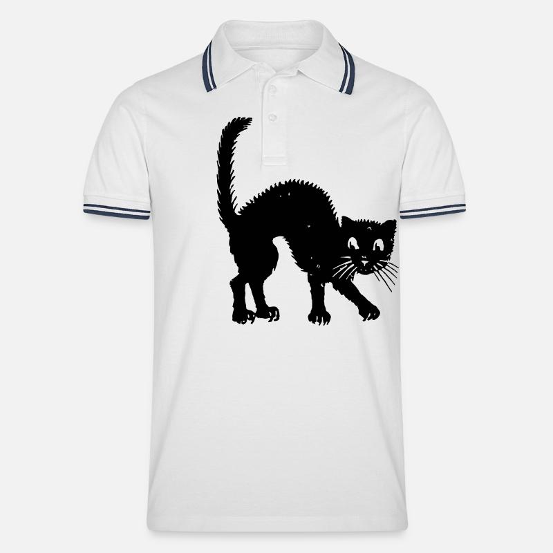 Buckelkatze - Männer Tipped Poloshirt - Weiß/Navy