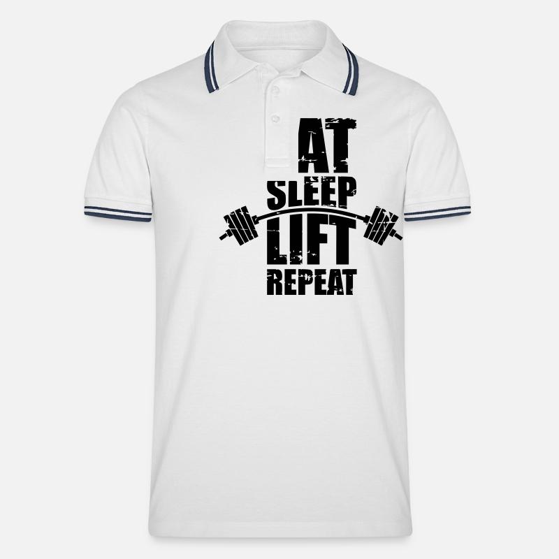 Essen Schlaf Lift - Männer Tipped Poloshirt - Weiß/Navy